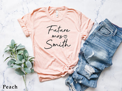 Custom Mrs Shirt,Trendy Bride Shirts,Personalized Mrs Last Name Tanks,Cute Honeymoon Pajamas,Gift For New Bride,Bridal Shower Gift,C5073