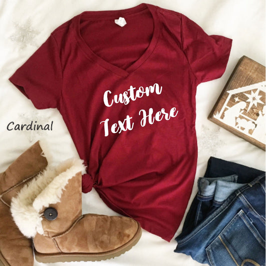 Custom V-Neck Shirt, Women V- Neck Shirt, Soft and Comfy, Customize Unisex Fit Crew Neck Tee, Ladies Custom Shirt, Personalized Shirt,C7081
