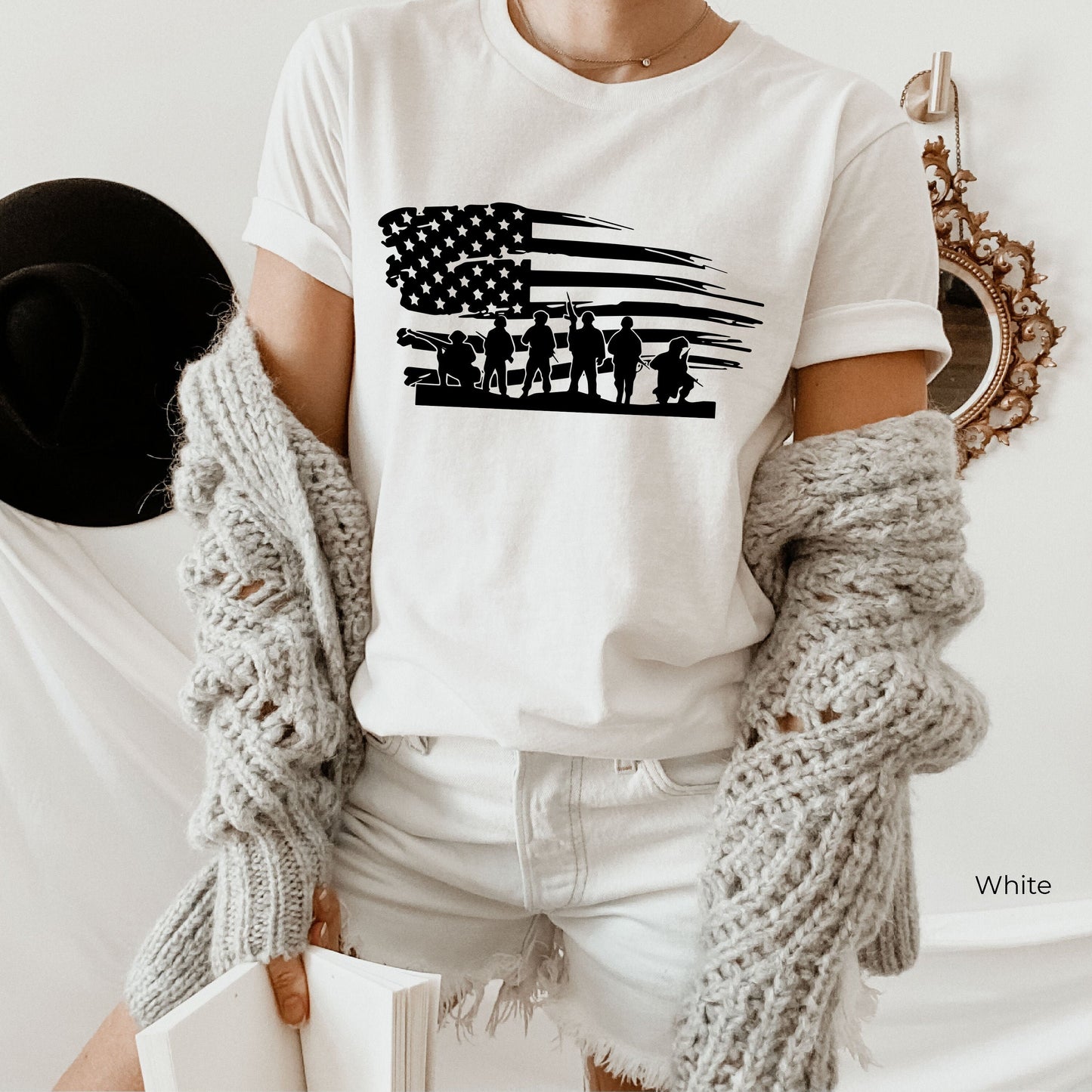 Patriotic Soldier American Flag Shirt, USA Patriotic Military Adult, American Flag T-Shirt, United States Patriotic, Army Style, C5791