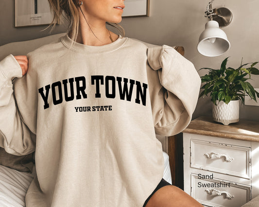 Custom City and State Sweatshirt, Comfort Colors Sweatshirt, Vintage Sweatshirt, Retro Sweatshirt, Oversized Sweatshirt,C6145