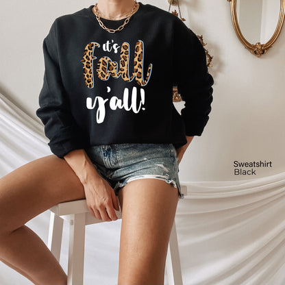 It's Fall Yall Shirt,Happy Fall Y'all  Sweatshirts,Trendy Leopared Thanksgiving Hoodie,Cute Thankful Sweater,Fall Teacher Tshirt,C6091