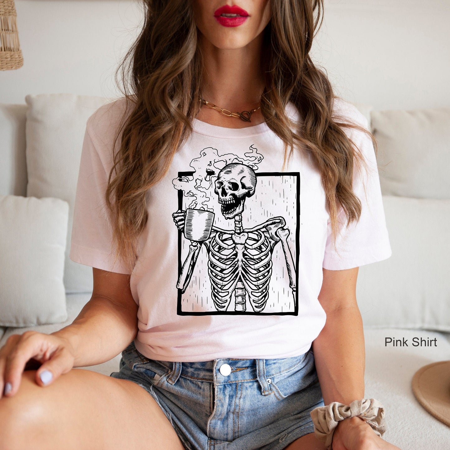 Hot Coffee Skeleton Sweatshirt,Skeleton Drinking Coffee Shirt,Skeletons Halloween Oversized Sweatshirt,Skull Hoodie,Skull Tee,C6141