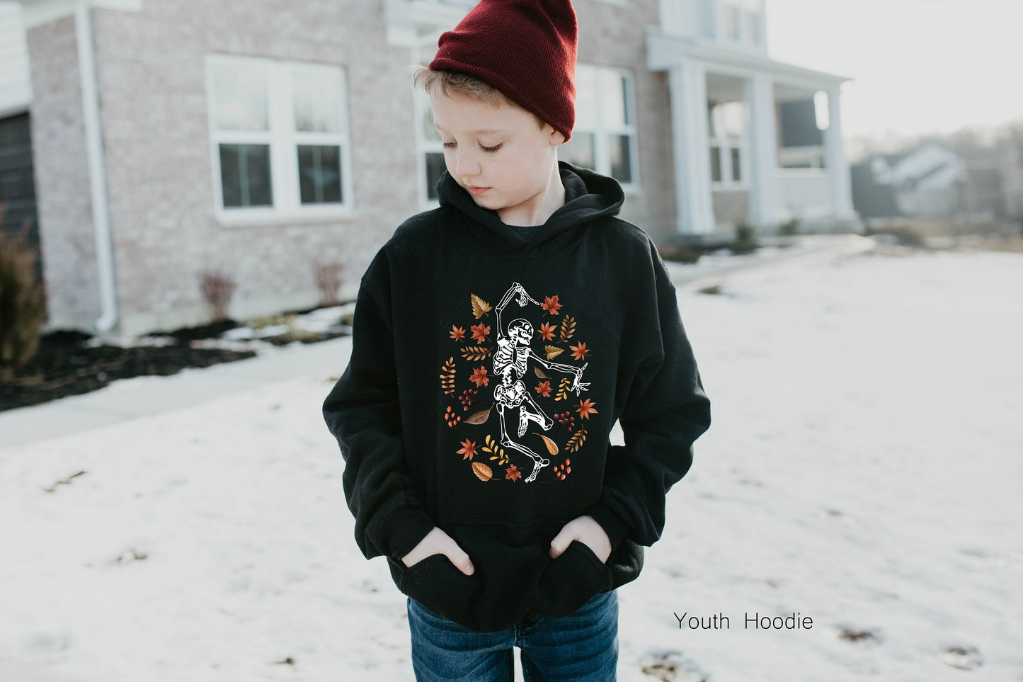 Fall Leaves Dancing Skeleton Sweatshirt, Halloween Sweatshirt,Halloween Sweatshirt,Oversized Sweatshirt,Women Halloween Shirt C6148