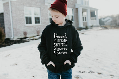 Flannels Pumpkins Hayrides S’mores & Bonfires Shirt, Fall Shirt, Funny Fall Shirt, Pumpkin Patch, Thanksgiving Tee, Clothe Design, C5353