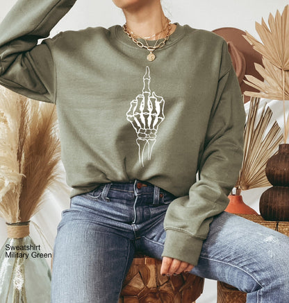 Skeleton Hand Sweatshirt, Skeleton Middle Finger Shirt, Middle Finger T-Shirt, Skeleton Costume, Halloween Boob Shirt, Skeleton Boobs, C6177