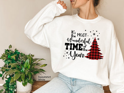 It is The Most Wonderful Time of The Year Sweatshirt, Christmas Sweatshirt, Cute Xmas Shirt, Vintage Red Christmas Truck Sweat, C6269