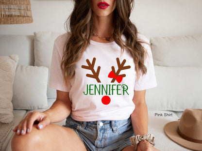 Personalized Christmas Reindeer Sweatshirt,Custom Rudolph Reindeer Frame Face shirt,Reindeer shirt,Christmas Couple Sweatshirt,C6292