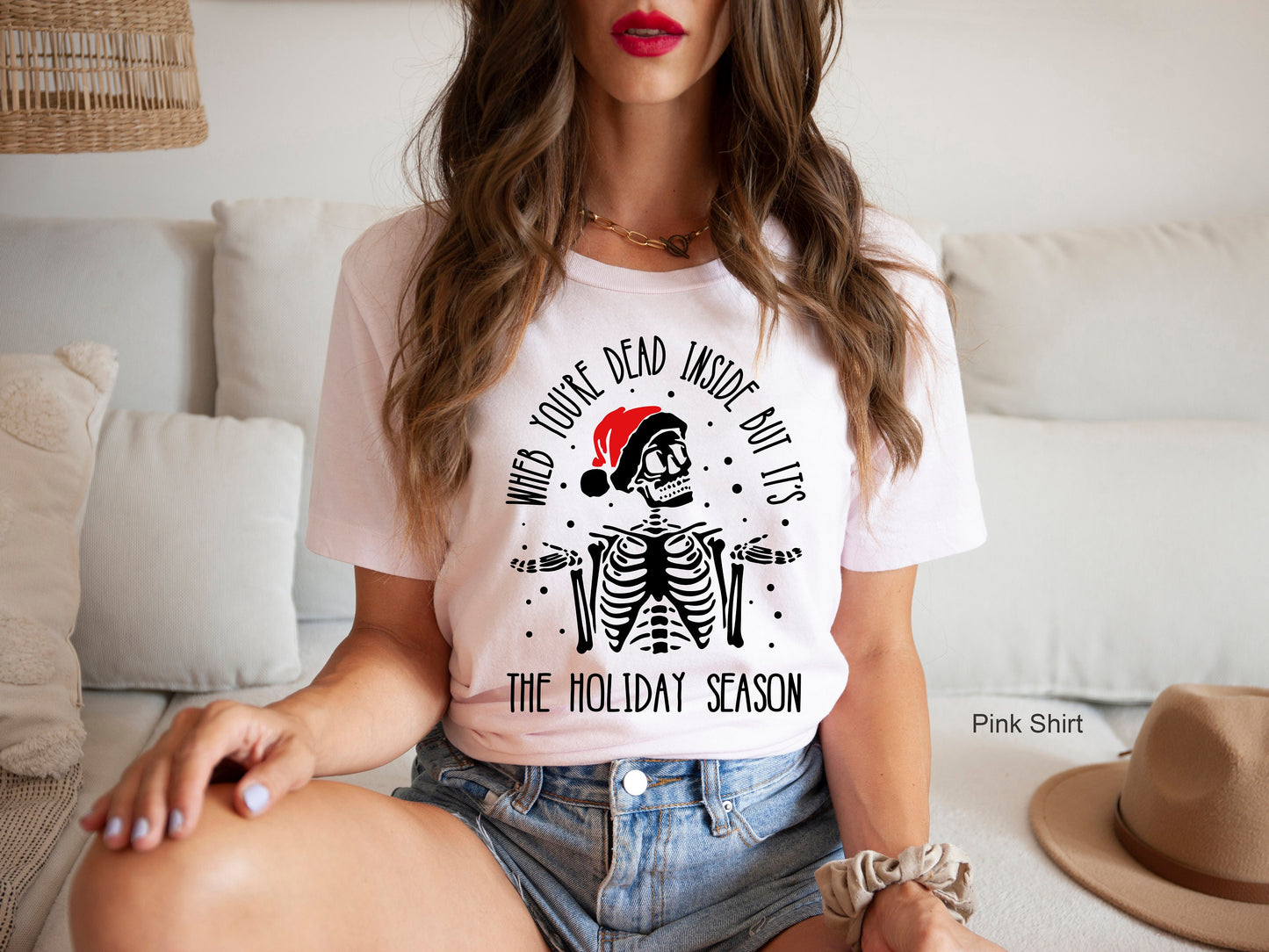 When You're Dead Inside But It's Holiday Season, Funny Christmas Sweatshirt, Christmas Skeleton Sweatshirt, Christmas T-shirts, C6238