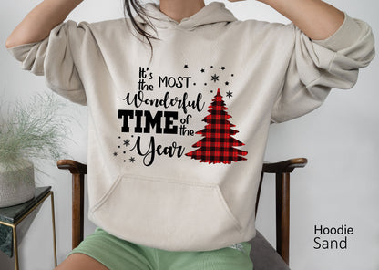 It is The Most Wonderful Time of The Year Sweatshirt, Christmas Sweatshirt, Cute Xmas Shirt, Vintage Red Christmas Truck Sweat, C6269