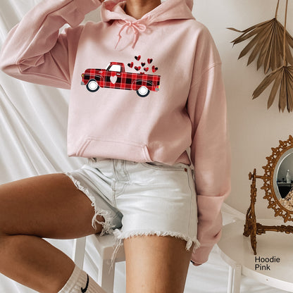 Valentines buffalo plaid Truck Sweatshirt,Valentines Day Shirts For Woman,Heart Shirt,Cute Valentine Shirt,Valentines Day Gift,C6360