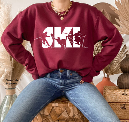 Ski Sweatshirt,Skiing Sweatshirt, Skier Hoodie, Apres Ski Sweater, Ski Season, Ski Trip Shirt, Unisex Crewneck, Winter Sweatshirt,C5959