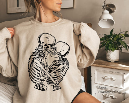 Kissing Skeletons Shirt, Skeleton Shirt, Gothic Shirt, Skull Tee, Couple Shirt, Cool Skeleton T-Shirt, Skeleton Valentines, C6377