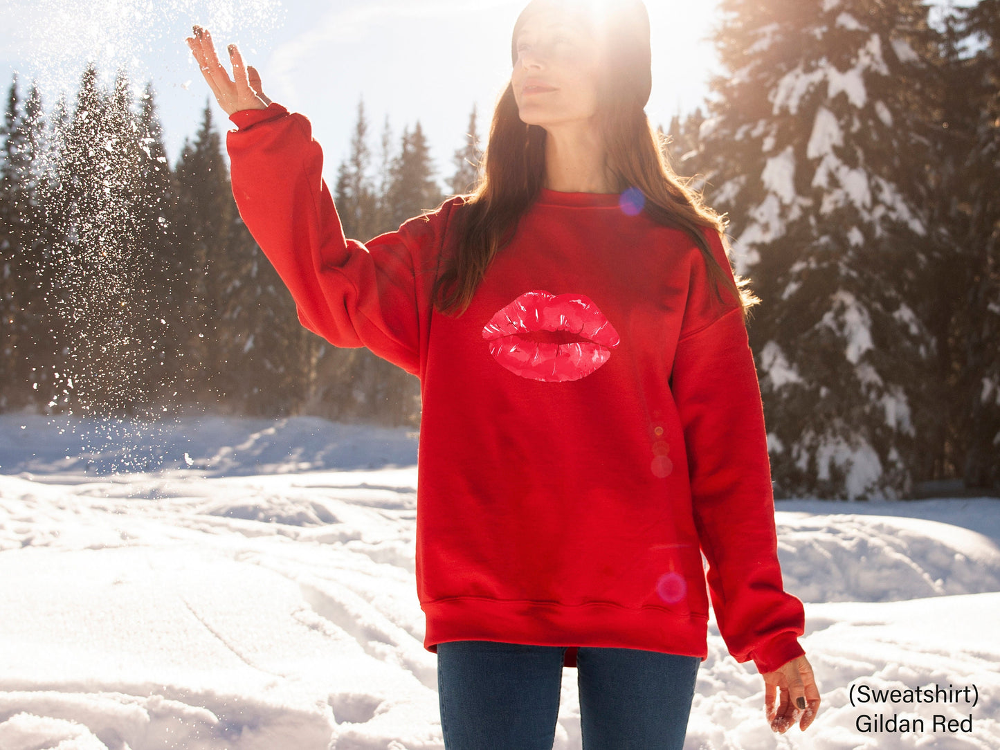 Lips Kiss Sweatshirt, Valentine's Day Shirt, Red Lips shirt, Cute Red Lips, Distressed Lips Shirt, Kissing Lip Shirt, Women Shirt, C6371