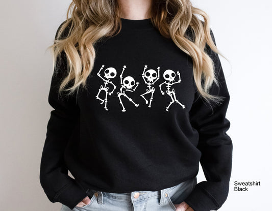 Dancing Skeleton Sweatshirt, Skeletons Happy Halloween Shirt, Halloween Hoodie Shirt T-shirt Oversized Tee Shirt, C6393