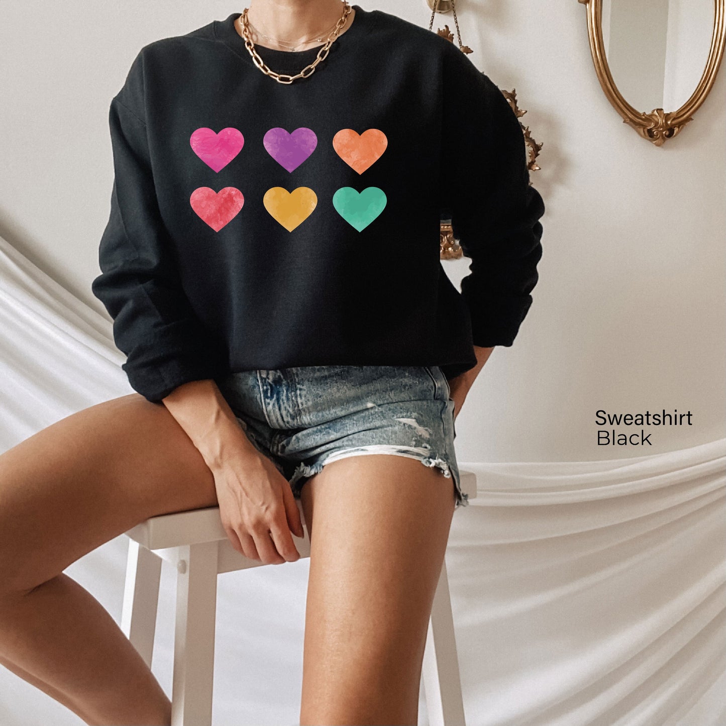 Valentines Day Sweatshirt, Heart Shirt, Valentines Day Shirts For Women, Cute Heart T-shirt, Cute Valentine Shirt,  C6511