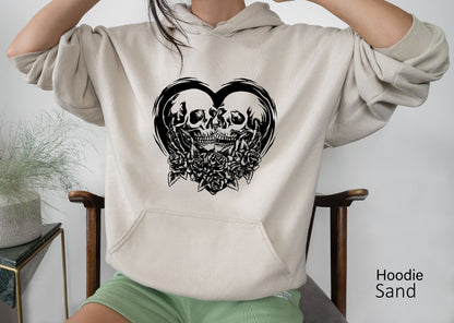 Kissing Skeletons Sweatshirt, Skeleton Shirt, Gothic Shirt, Skull Tee, Couple Shirt, Cool Skeleton T-Shirt, Skeleton Valentine, C6466