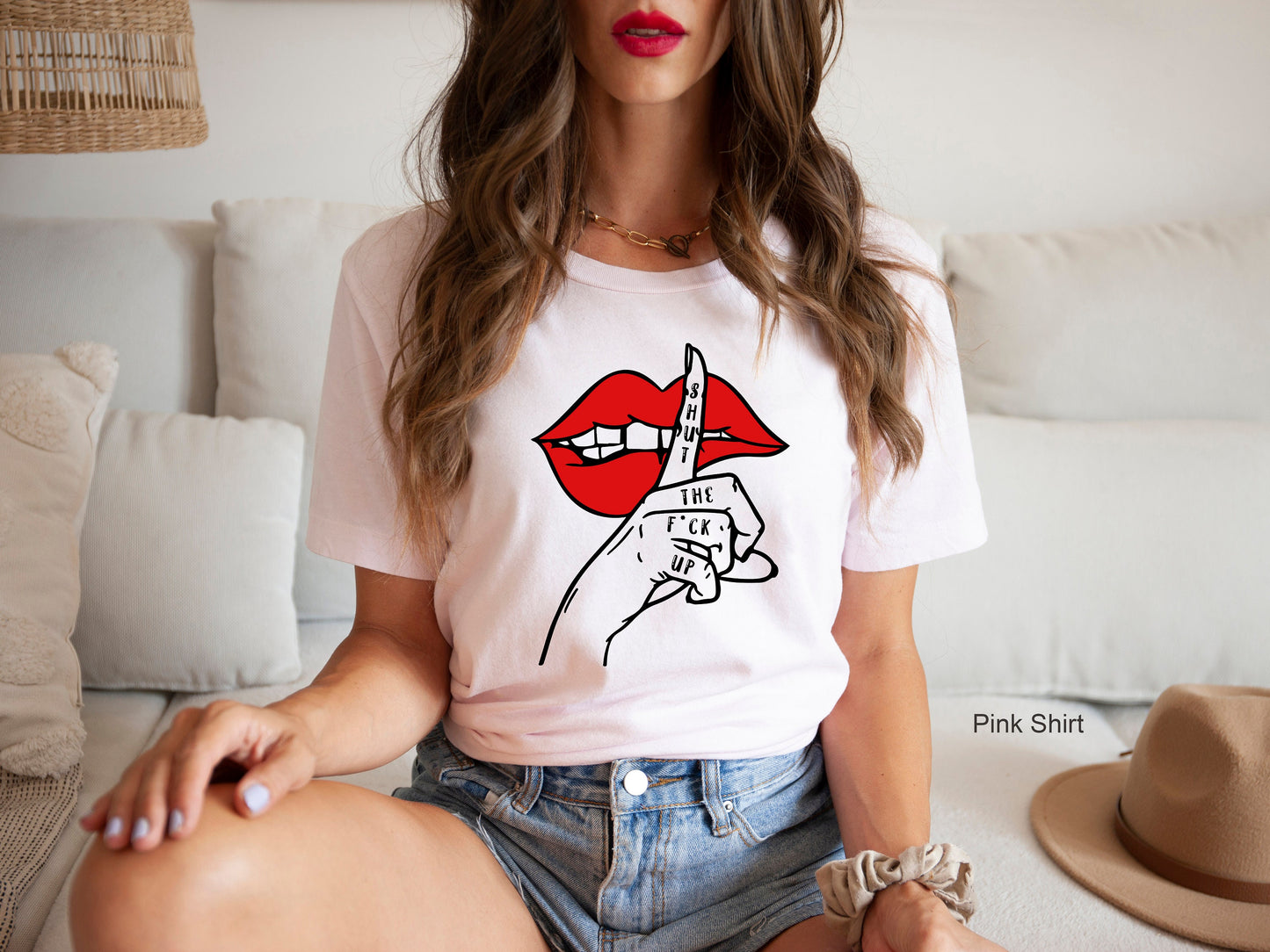 Shut The F Up Sweatshirt, Funny Saying Shirt, Women Tee, Funny Graphic Tee, Shirt for Women, Sarcastic T-Shirt, Mouth Shirt, C6479