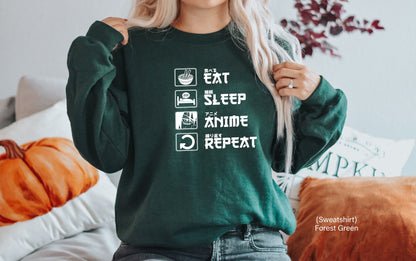Eat Sleep Anime Repeat Sweatshirt, Anime Otaku Shirt, Gift for Anime Lover, Gift for Anime Fan,Cool Anime Shirt, Gift for Him, C5591