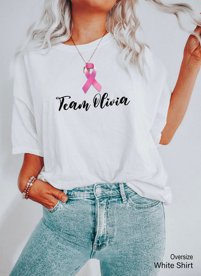 Personalized Team Cancer T-shirt, Breast Cancer Shirt, Motivational Shirt, Cancer Awareness T-shirt,  Cancer Support Team Shirt, C6671