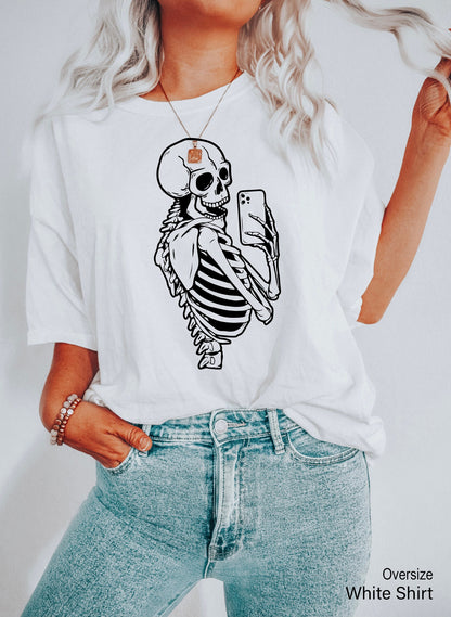 Skeleton Selfie Shirt,Selfie Tank Tops,Skeleton Sweatshirt,Trendy HalloweenHoodie,Skeleton Hand Halloween,Skull Shirt,Halloween Gift,C6641