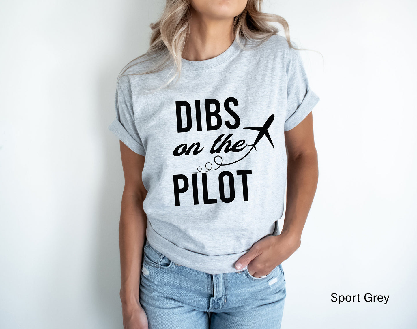 Dibs on the Pilot T-Shirt, Aviation Gifts, Plane Tee,  Unisex V-Neck Shirt, Pilot Wife T-Shirt, Pilot Girlfriend, C6728