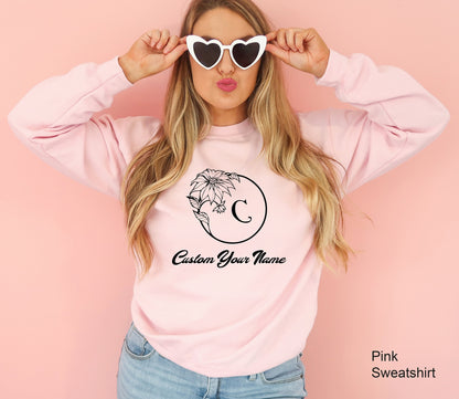 Personalized Name Sweatshirt, Baby Name Hoodie, Unique Girl Clothes, Custom Girl Hoodie, Flowers Onesie, C6733