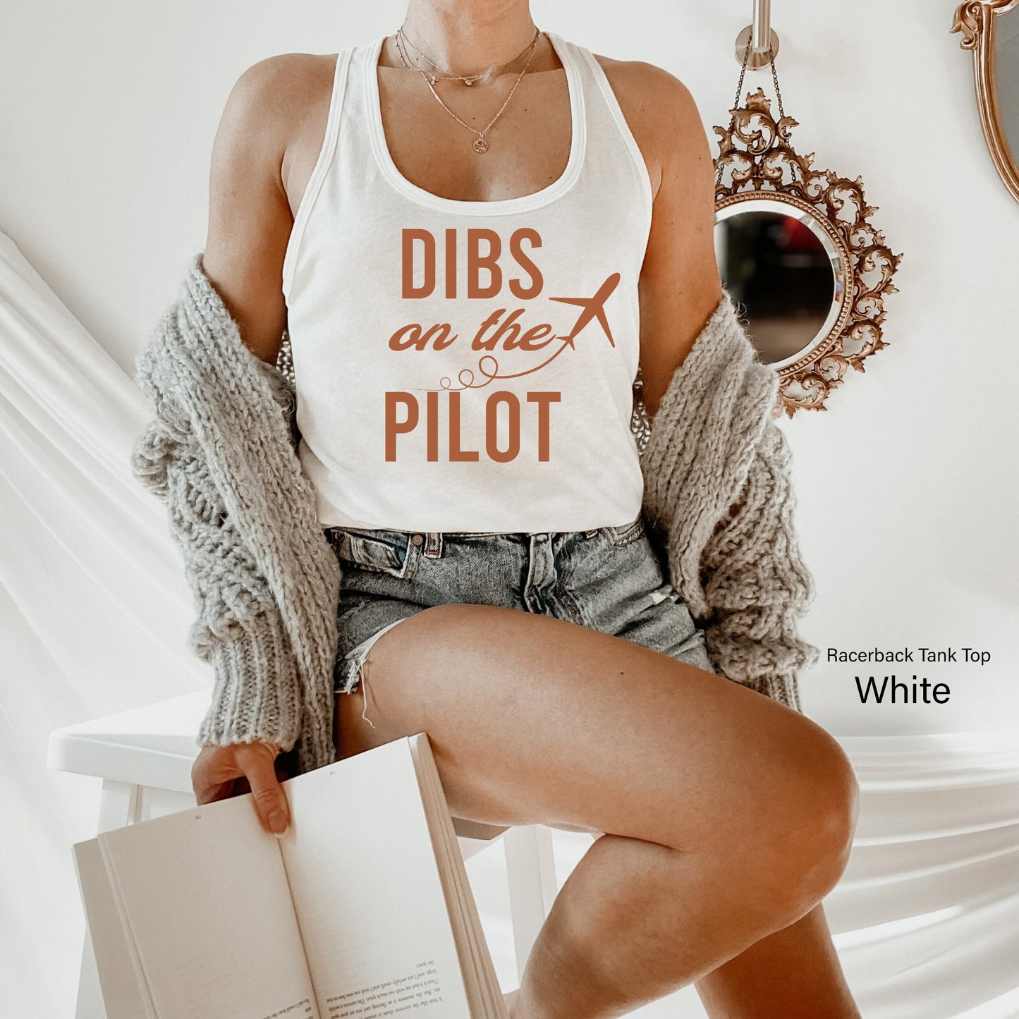 Dibs on the Pilot T-Shirt, Aviation Gifts, Plane Tee,  Unisex V-Neck Shirt, Pilot Wife T-Shirt, Pilot Girlfriend, C6728
