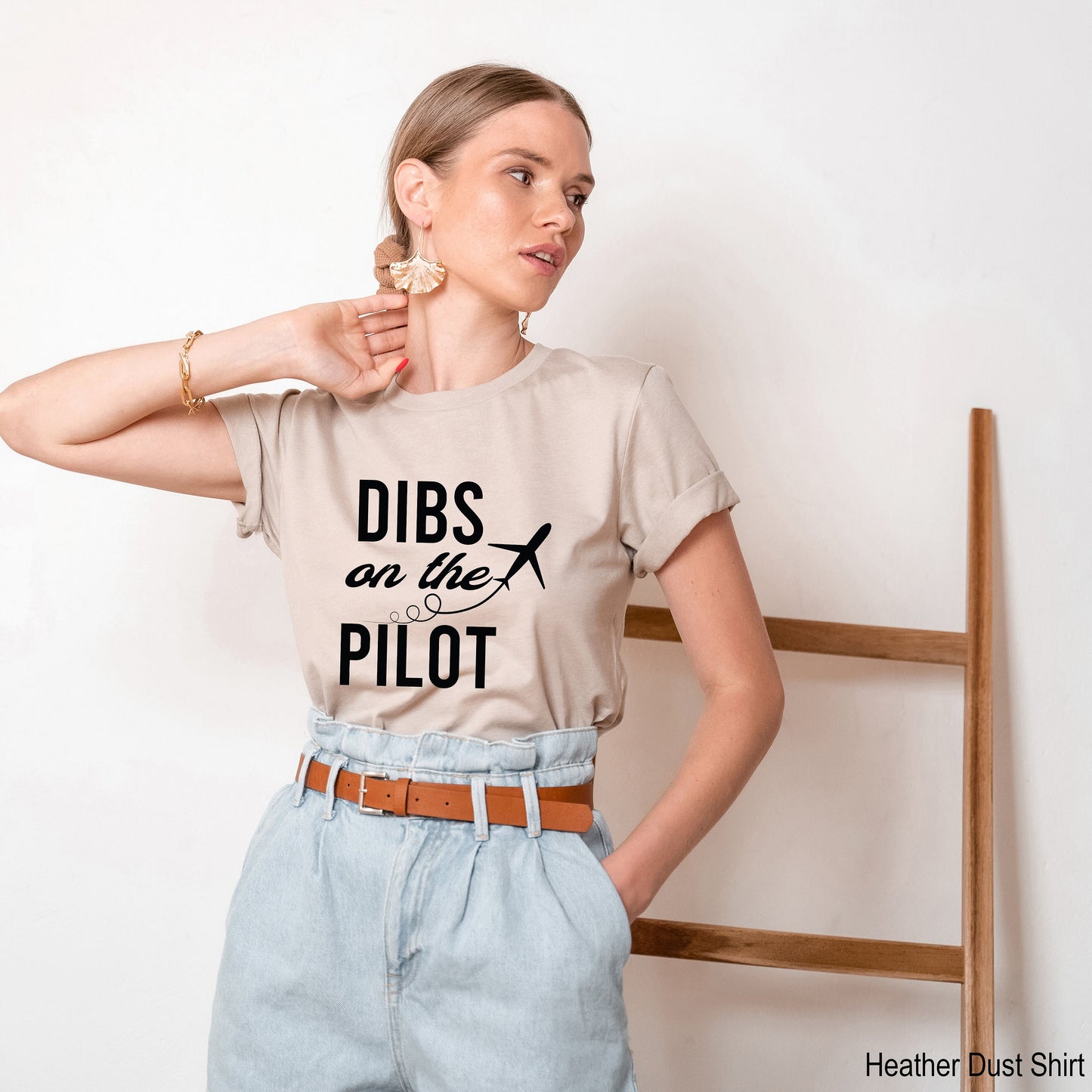 Dibs on the Pilot T-Shirt, Aviation Gifts, Plane Tee,  Unisex V-Neck Shirt, Pilot Wife T-Shirt, Pilot Girlfriend, C6728