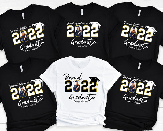 Custom Graduation Shirts,Class of 2022 Family Shirts Add The Photo Graduation T-Shirt,Proud Mom of a 2022 Graduate Tee,Glad Gift,C6927