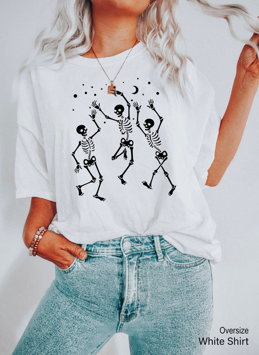 Halloween Party Dancing Skeleton Shirt,Skeletons  Halloween Shirt,Oversized Sweatshirt,Comfortable Tee,Halloween Tee, C6110