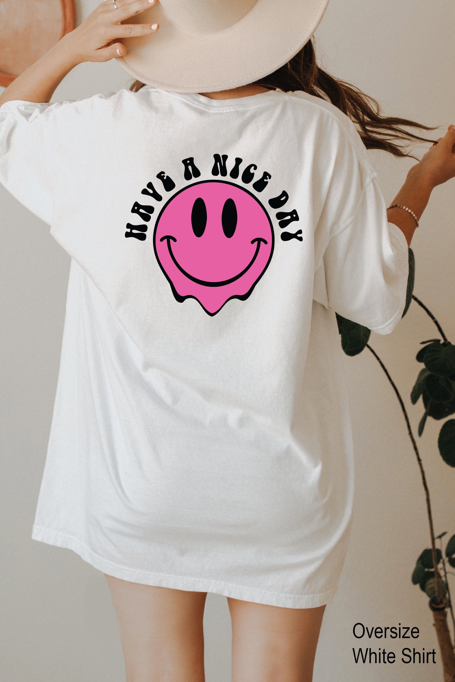 Have a Nice Day Sweatshirt, Positive Sweatshirt, Retro Smile Face Tshirt, Happy Face Tee, Words on Back, C6805