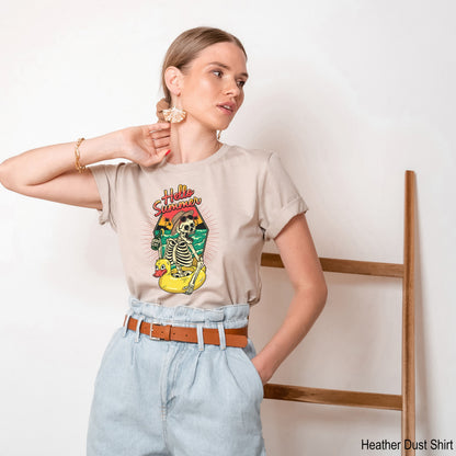 Hello Summer Funny Skeleton Shirt, Summer Lovers Shirt, Summer Vibes Tee, Skeleton On Beach Sunset Shirt, Hello Summer Shirt, C6833