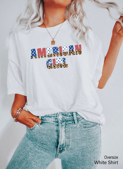 4th of July Sweatshirt, American Girl, America Hoodie, Fourth of July, Patriotic Womens Pullover, Crewneck Sweatshirt, Red White, C6957