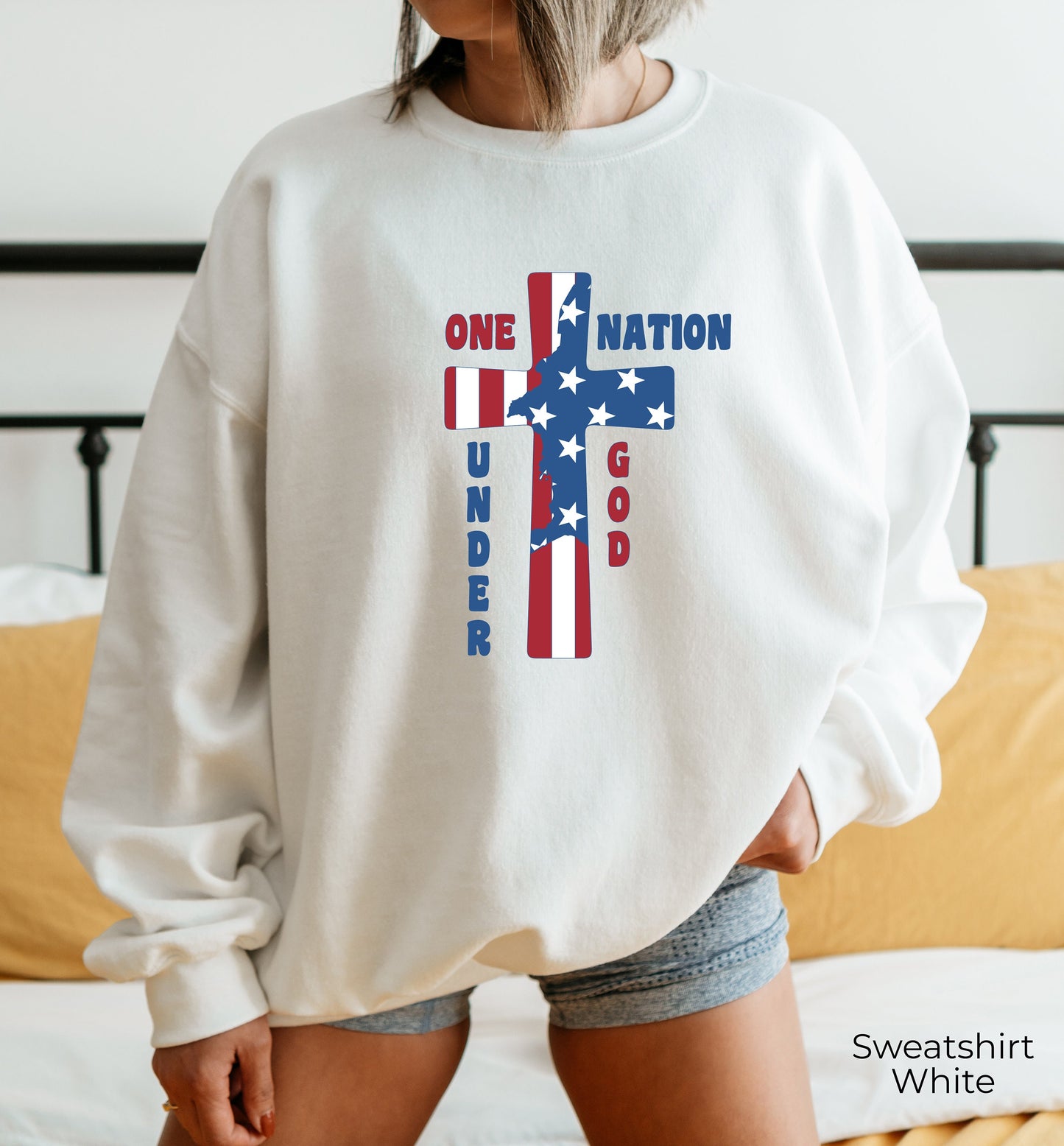 Faith American Flag Sweatshirt, Independence Day Sweatshirt, Christian Gift, Fourth of July Hoodie, Patriotic US Flag Gift Idea, C6961
