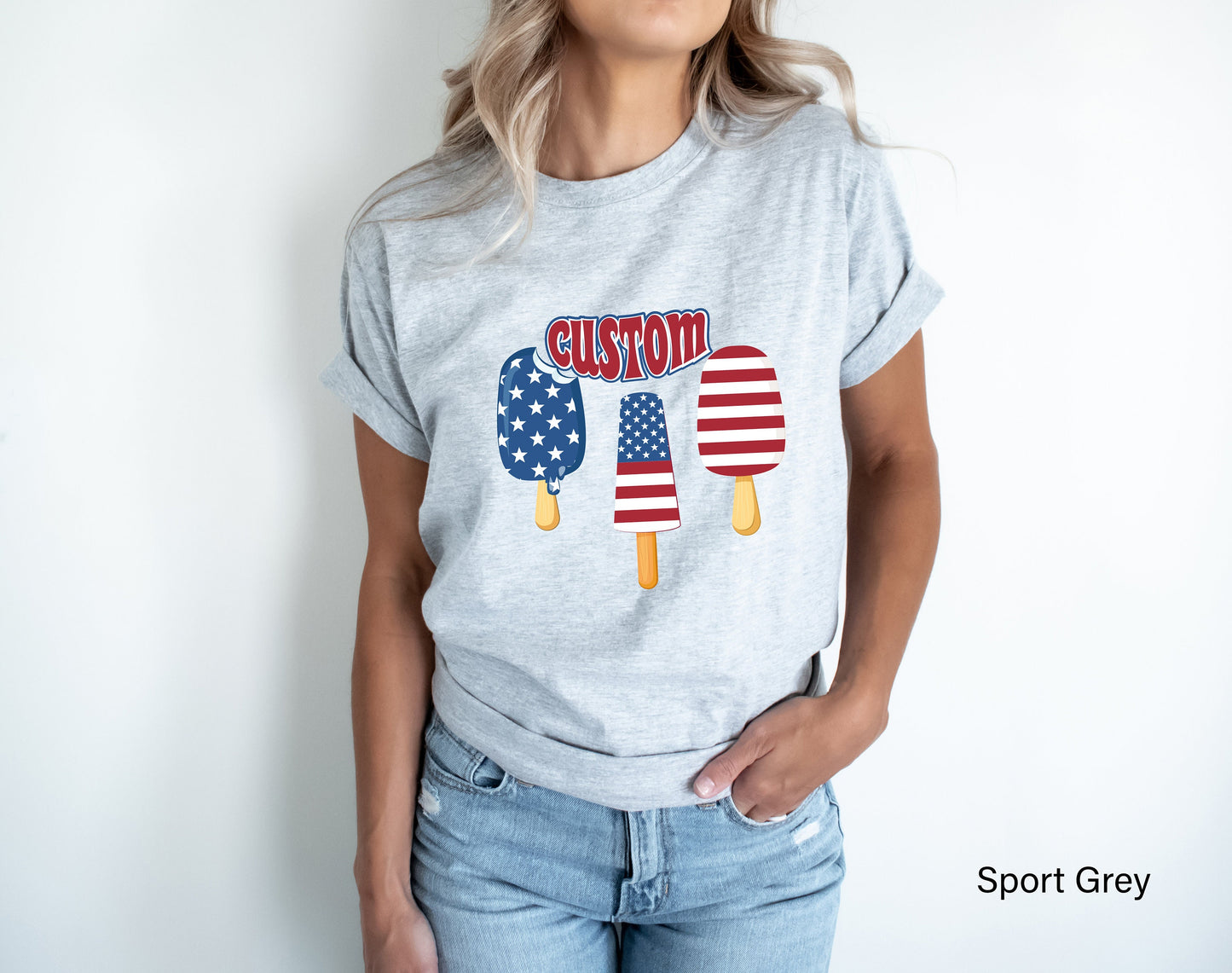 4th Of July Shirt Personalized with Name, Red White Blue Popsicles 4th of July Shirt, Boys Girls Patriotic,, Summer Shirts, C6843