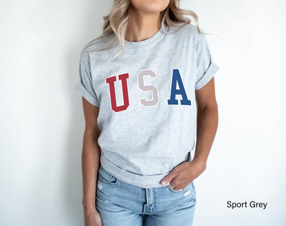 USA Shirt, Red White Blue Unisex Crewneck Shirt, 4th of July Shirt, Big USA Tshirt, Usa Flag Shirt, C6815