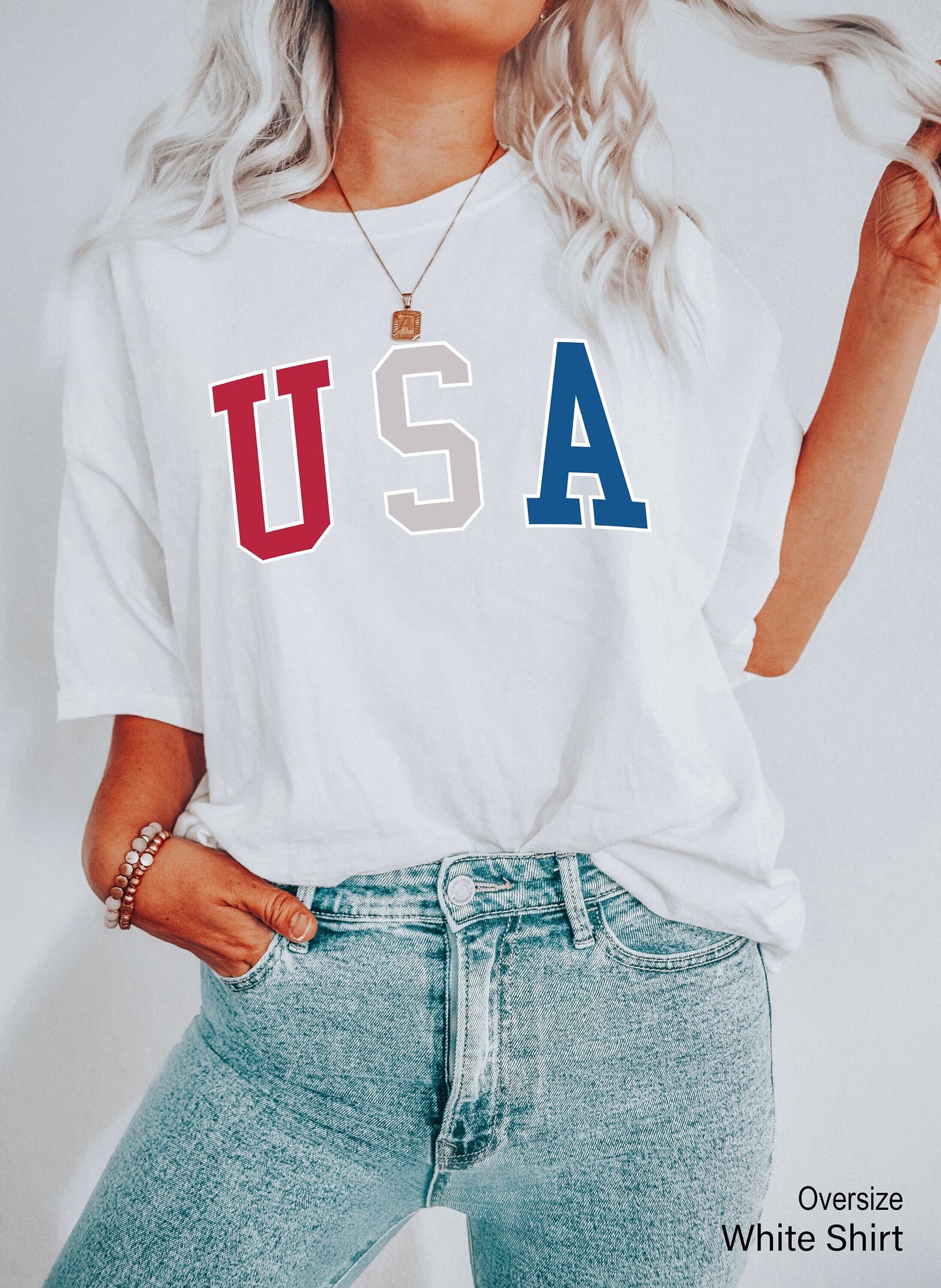 USA Shirt, Red White Blue Unisex Crewneck Shirt, 4th of July Shirt, Big USA Tshirt, Usa Flag Shirt, C6815