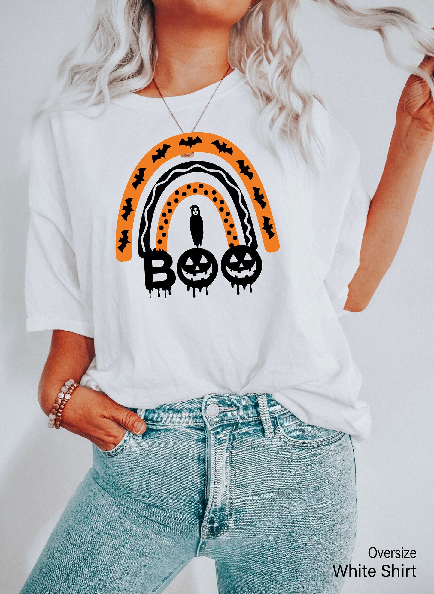 Halloween Boo Shirt,Halloween Rainbow shirt,Halloween Party, Halloween Spooky Shirt,  Shirt,Halloween Funny Tee, C6111
