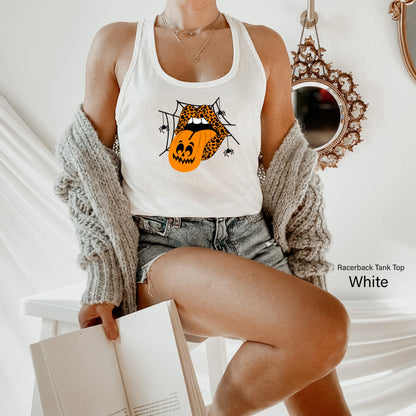 Halloween Shirt,Leopard Lips Vampire Spider web Tshirt,Pumpkin Tongue T Shirts,Halloween Mouth Tee,Halloween Party Costume T shirt,C7056