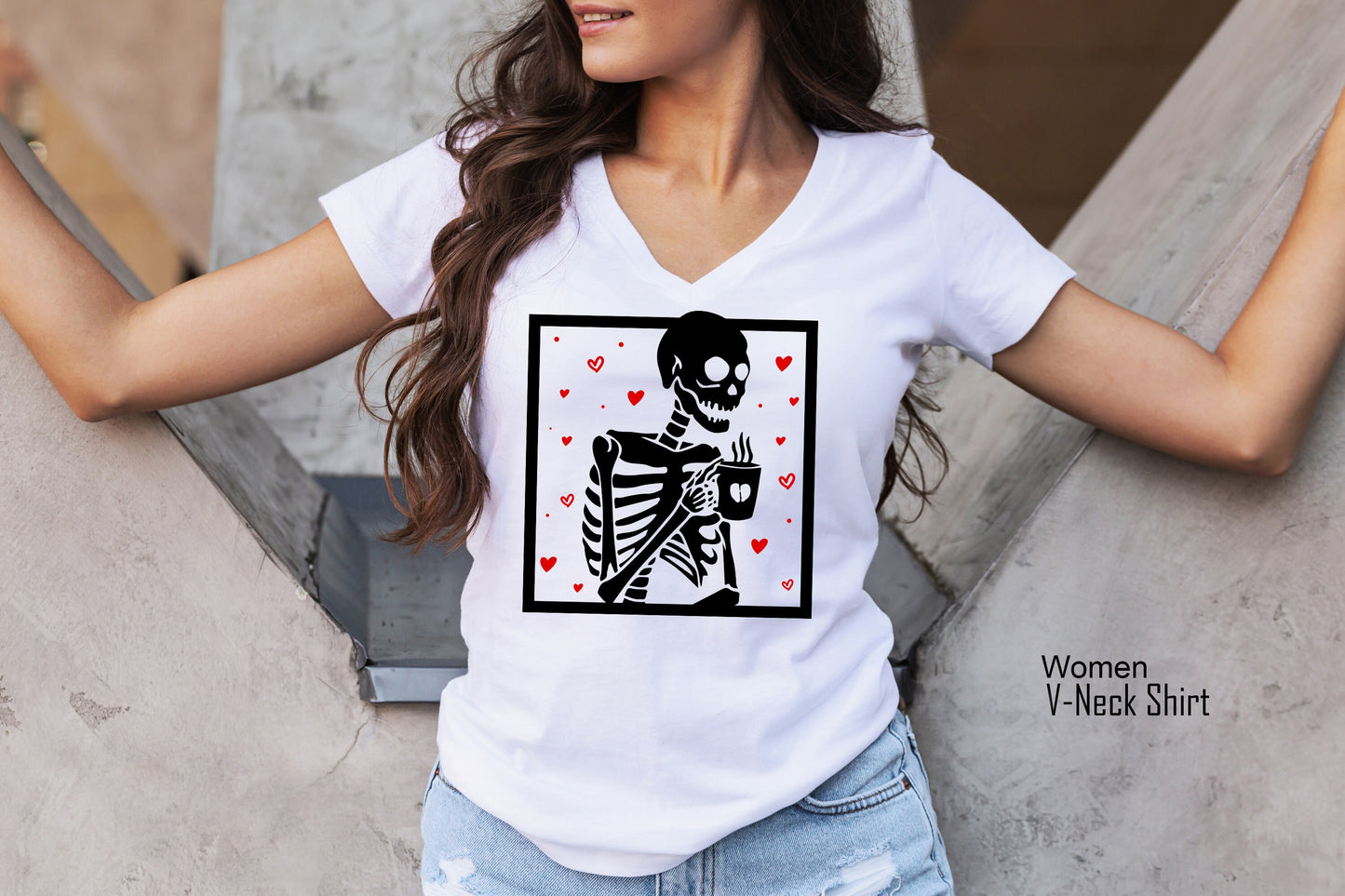Hot Coffee Skeleton Shirt,Skeleton Heart  Coffee Shirt, Skeletons Halloween Tee,Skull Tank Top,Skull Tee,Love Skeleton Shirt,C7104