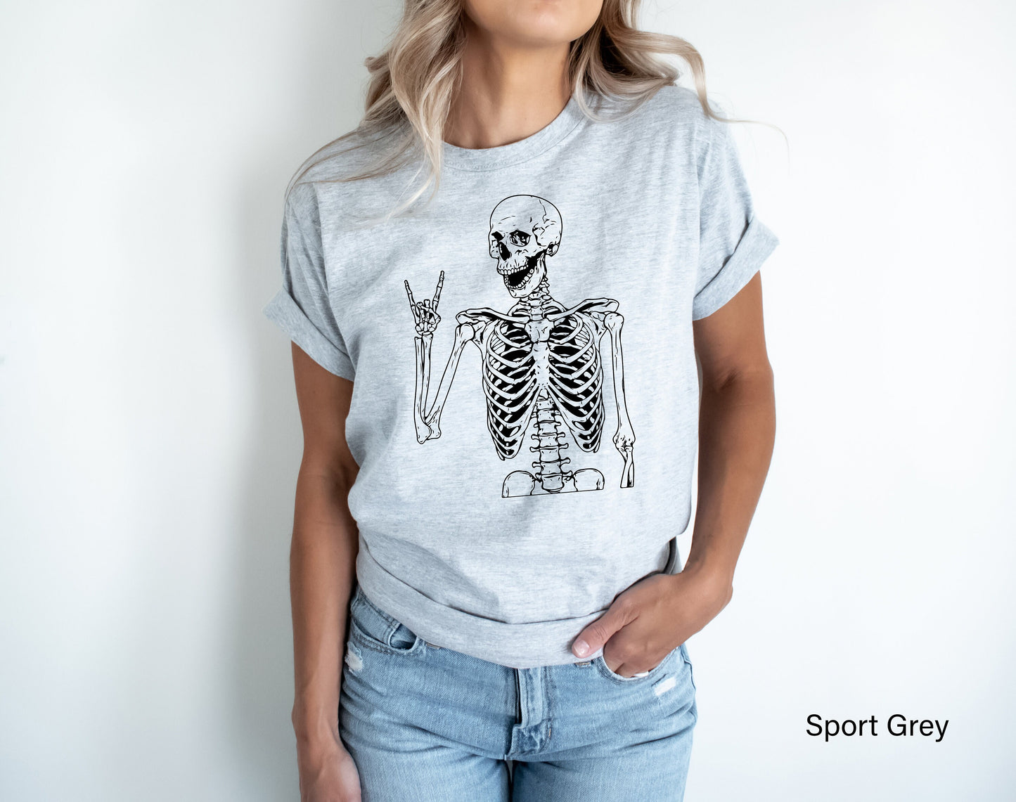 Trendy Skeleton Tanks,Skeleton Metal Fingers Shirt,Cute Skeleton Rock Hands Tank Top,Funny Rock And Roll RacerBack,Halloween Party Tee,C7026
