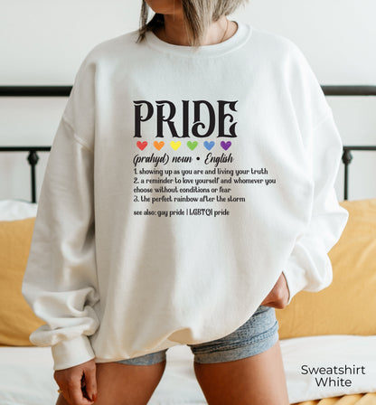Pride Definition, Pride Hoodie, Transgender Pride Sweatshirt, Lgbt Pride Hoodie,  Rainbow Flag Sweatshirt, Lesbian Pride Sweatshirt, C7009