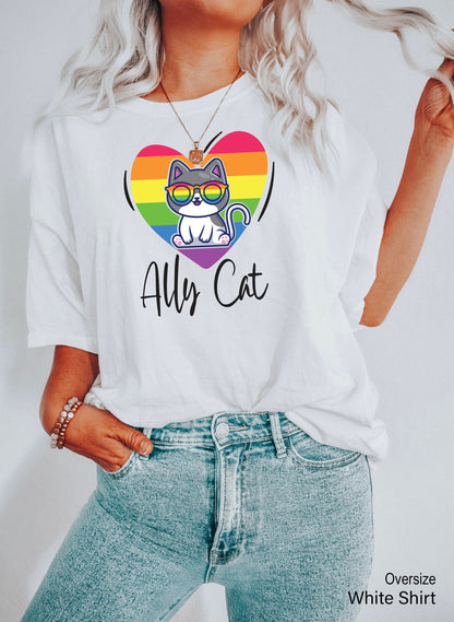 LGBT Ally Cat V-neck Shirt, Protect Trans, LGBTQ Shirt Gift Idea, Ally Pride Outfit, Activist Shirt, LGBTQ Shirt, Pride Ally Shirt, C7011