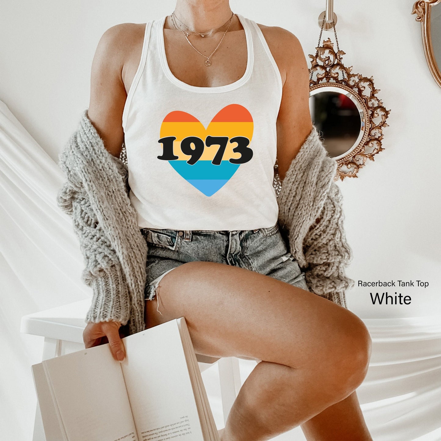 1973 Racerback,Heart 1973 Feminist Shirt,Pro Choice Shirt,Women Rights Tee, Activist Shirt,Protest Shirt,Rainbow Shirt,Woman Power Tee,C7110