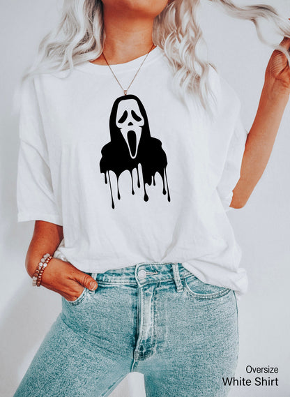 Scream Shirt,Ghostface T Shirt,New Trendy Horror Tees,Funny Halloween Tshirt,Cute Ghost Scream T-Shirt,Horror Movie Gift,Spooky Horror,C6450