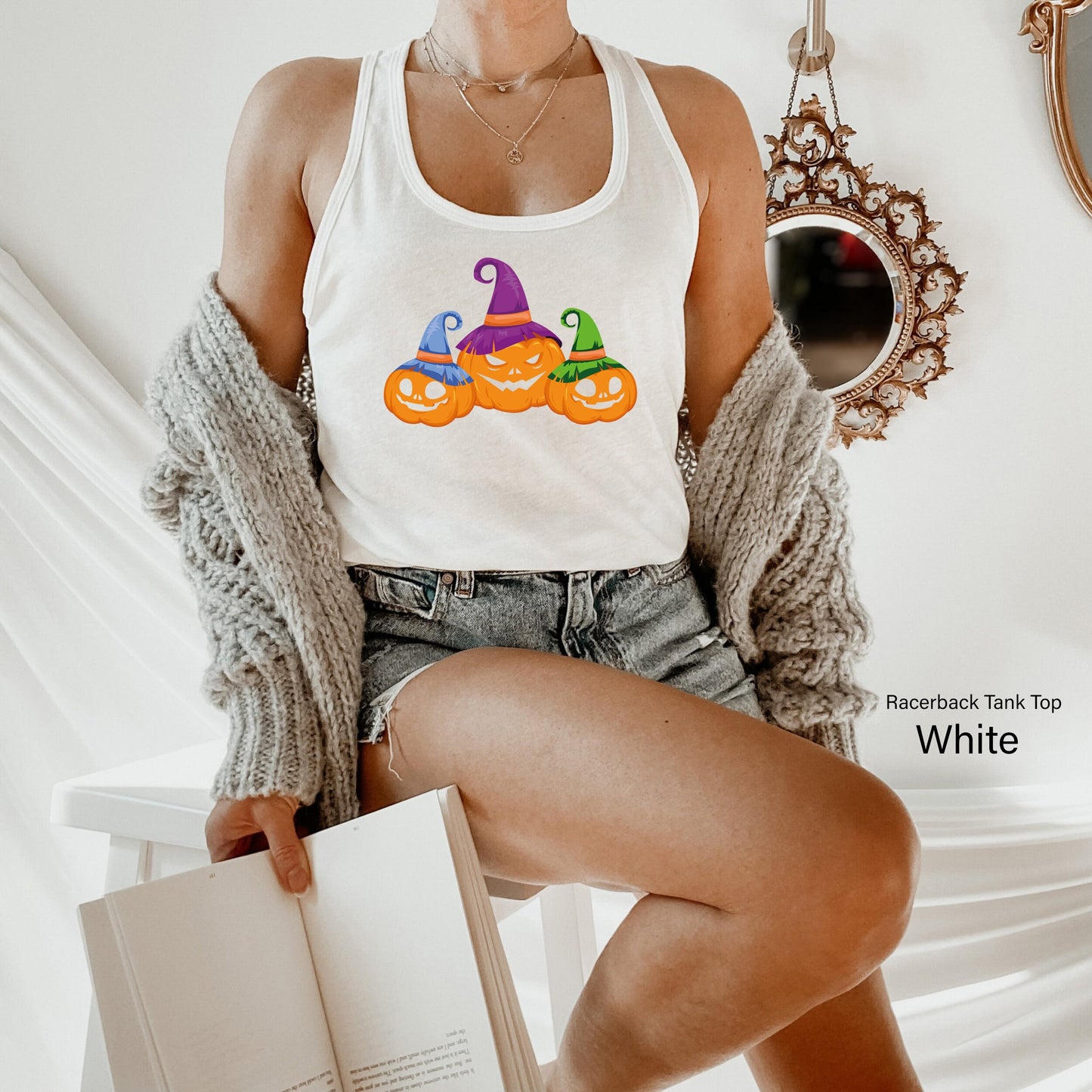 Funny Pumpkin Shirt,Pumpkin Racerback,Halloween T-shirt, Halloween Pumpkin Tanktop,Spooky Season,Fall Tee,Pumpkin Face, C7021