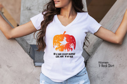 Trendy Halloween Shirt,On A Dark Desert Highway Cool Wind In My Hair Tshirts,Spooky Witch Tee,Gift for Halloween,Halloween Costumes,C7053