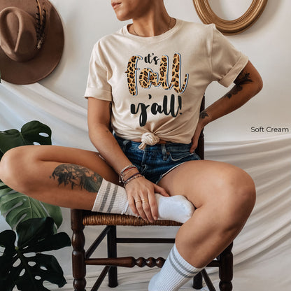 It's Fall Yall Shirt,Happy Fall Y'all  Sweatshirts,Trendy Leopared Thanksgiving Hoodie,Cute Thankful Sweater,Fall Teacher Tshirt,C6091