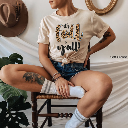It's Fall Yall Shirt,Happy Fall Y'all  Sweatshirts,Trendy Leopared Thanksgiving Hoodie,Cute Thankful Sweater,Fall Teacher Tshirt,C6091