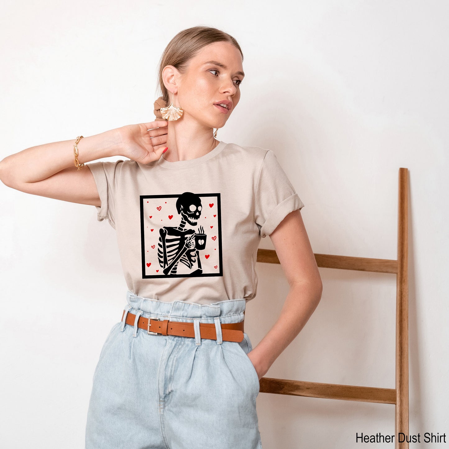 Hot Coffee Skeleton Shirt,Skeleton Heart  Coffee Shirt, Skeletons Halloween Tee,Skull Tank Top,Skull Tee,Love Skeleton Shirt,C7104